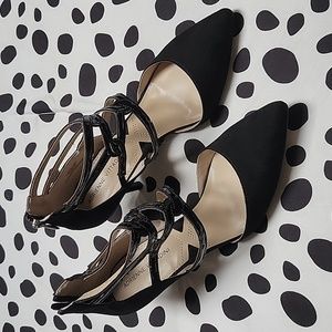 Adrienne Vittadini Black Heels, size 8 with 3" zippered back heels.